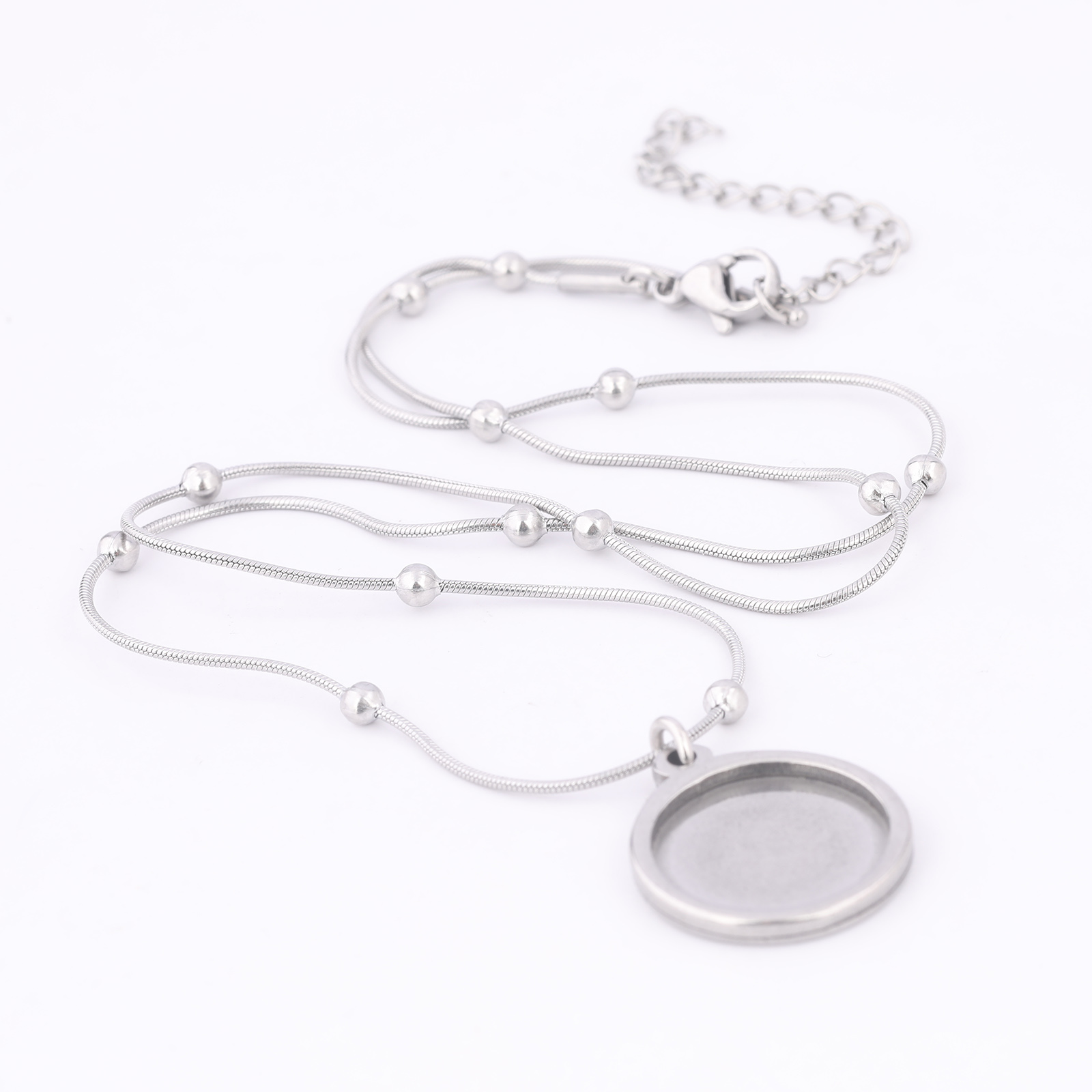 Pendant Blank Bezel - 2 stücke Edelstahl Kugel Kette Halskette