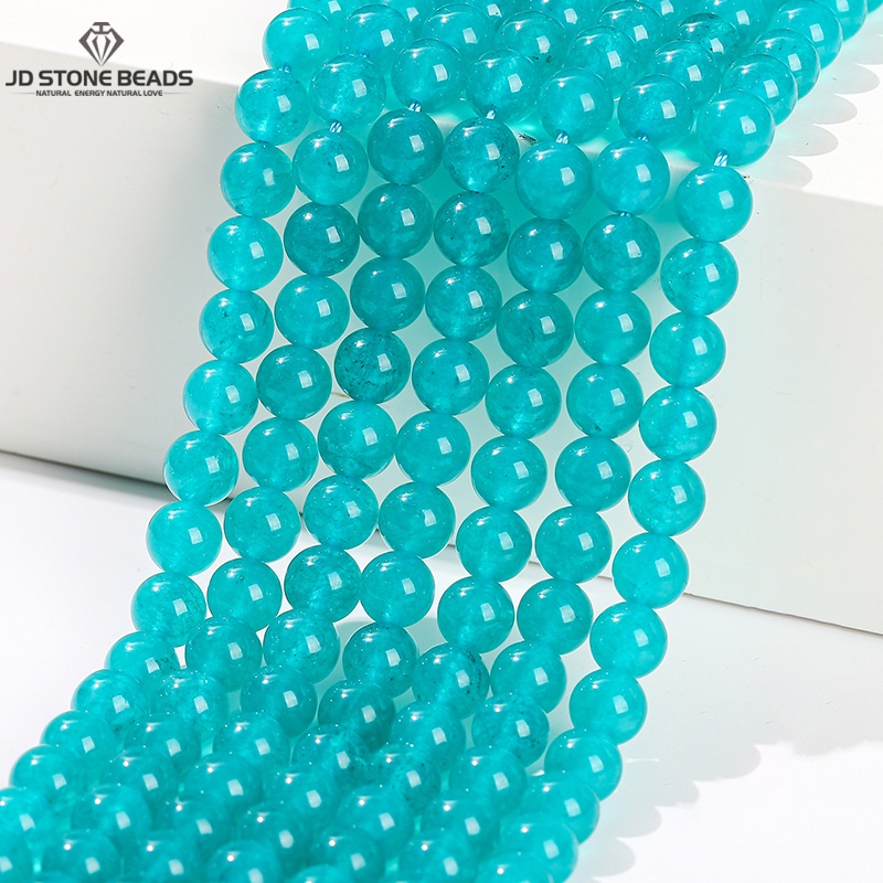 Jewelry Making Amazon - Naturstein-Amazonen-Farbe, Chalcedon-Perle, rund, lose Abstandshalter, 4,