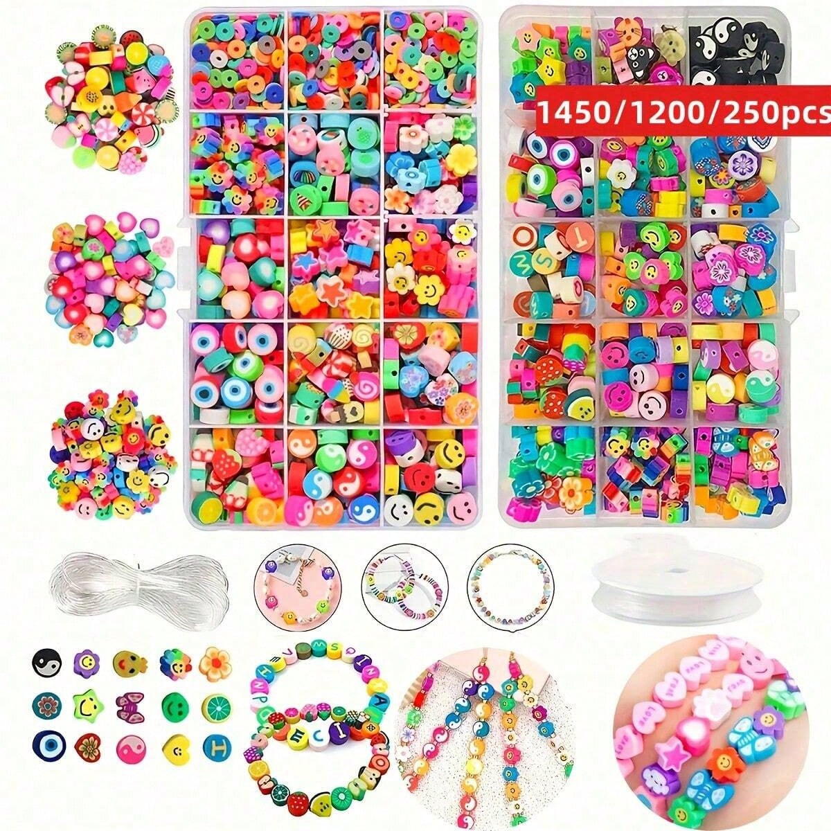 Bead Organizer Tray - 1450/1200/250 Stück Polymer Clay Perlen Set,