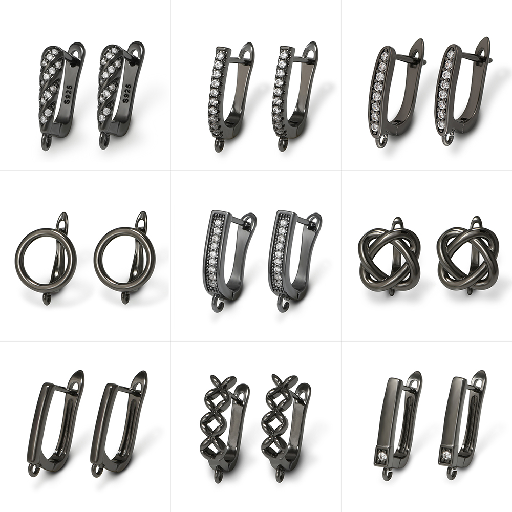 Jewelry Making Parts - YANASI 1 Paar Waffen-Schwarz Messing Ohrringhaken