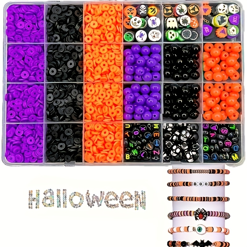 Bead Organizer Tray - 2700 Stück, Halloween-farbige runde Perlen aus