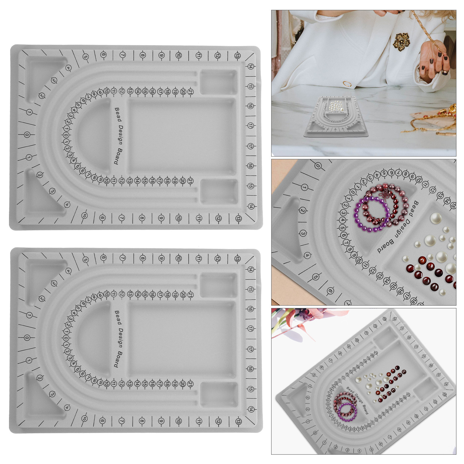 Bead Organizer Tray - 2er-Set Perlen-Designbrett Schmuckherstellungstablett für Halsketten Armbänder