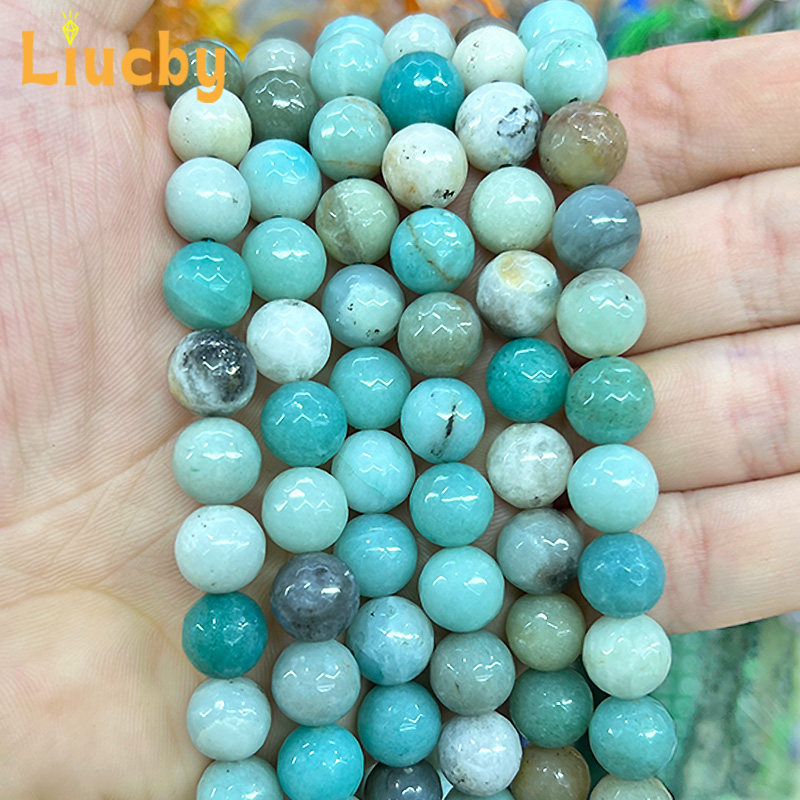 Jewelry Making Amazon - Naturstein Facettierte Amazon-Fußballabschnitt Perlen für Schmuckherstellung