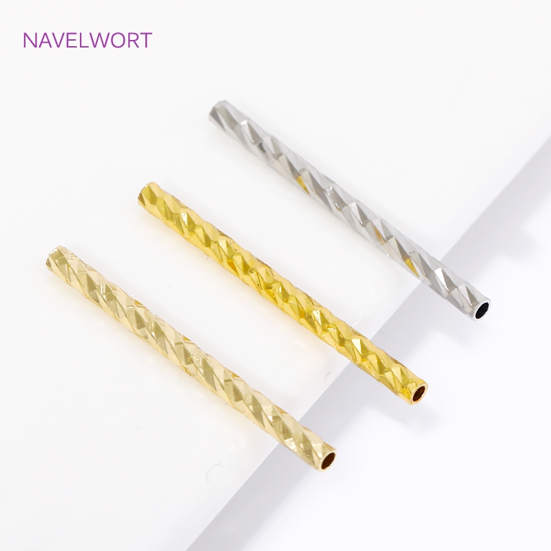 Jewelry Making Youtube - 10/15/20mm Streifenförmige Rohr-Abstandsperlen 18K Vergoldete Messing