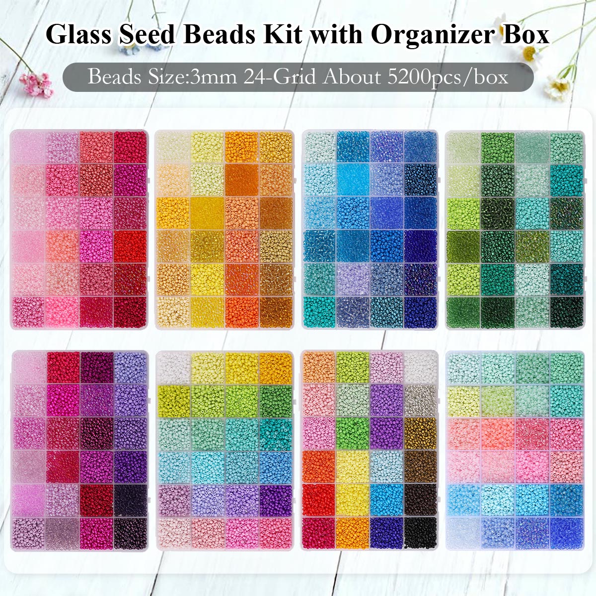 Set mit 5200 Glas Rocailles 3m – Bead Organizer Tray Bewertung und Preis