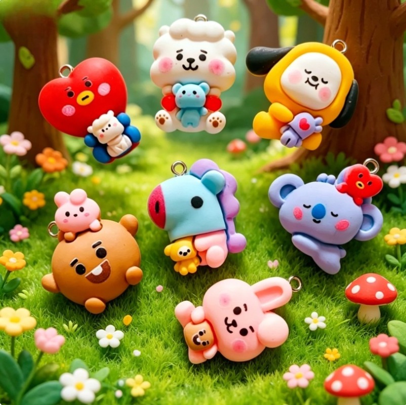 7 Stück BT21 Harz-Cartoon-Anhä – Jewelry Making Parts Bewertung und Preis